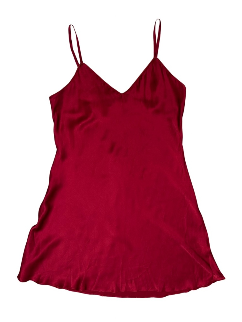 SilkSilky 100% Silk Red Slip Dress L | Bias Cut Satin Cami Mini Nightgown - Picture 3 of 8